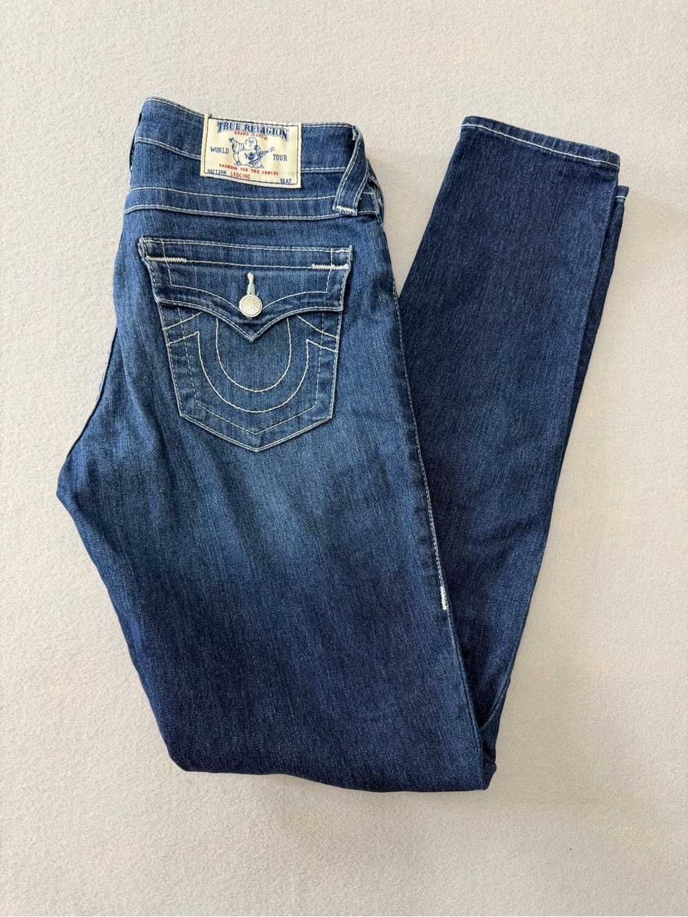 178/1417 True Religion World Tour Legging Jeans Womens 27 Dark Blue Skinny